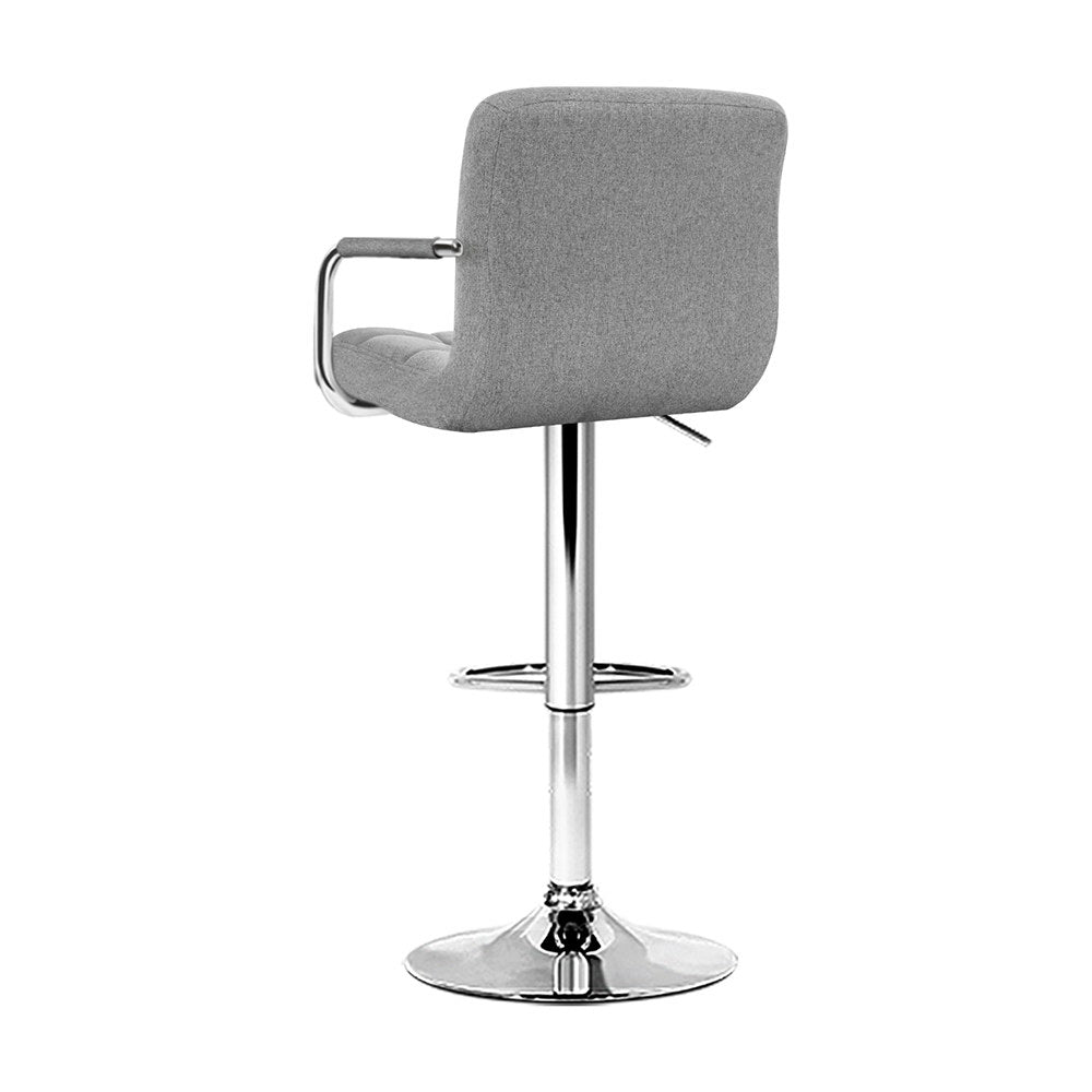 Artiss 4x Bar Stools Fabric Gas Lift w/Armrest Grey