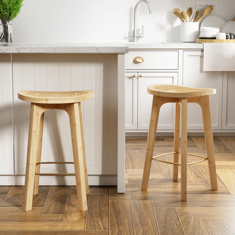 Artiss 4x Bar Stools Bamboo Rattan Stool Counter Chair Kitchen Barstools