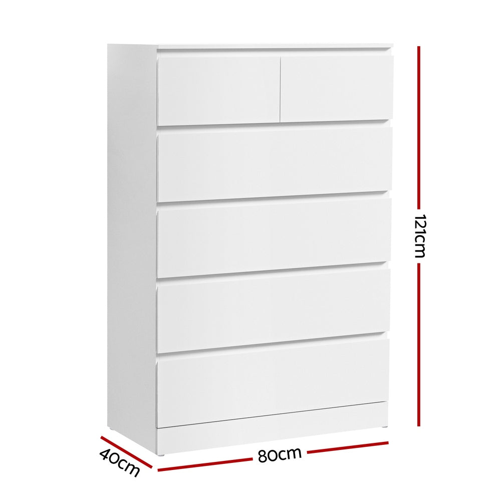 Artiss 6 Chest of Drawers - PEPE White