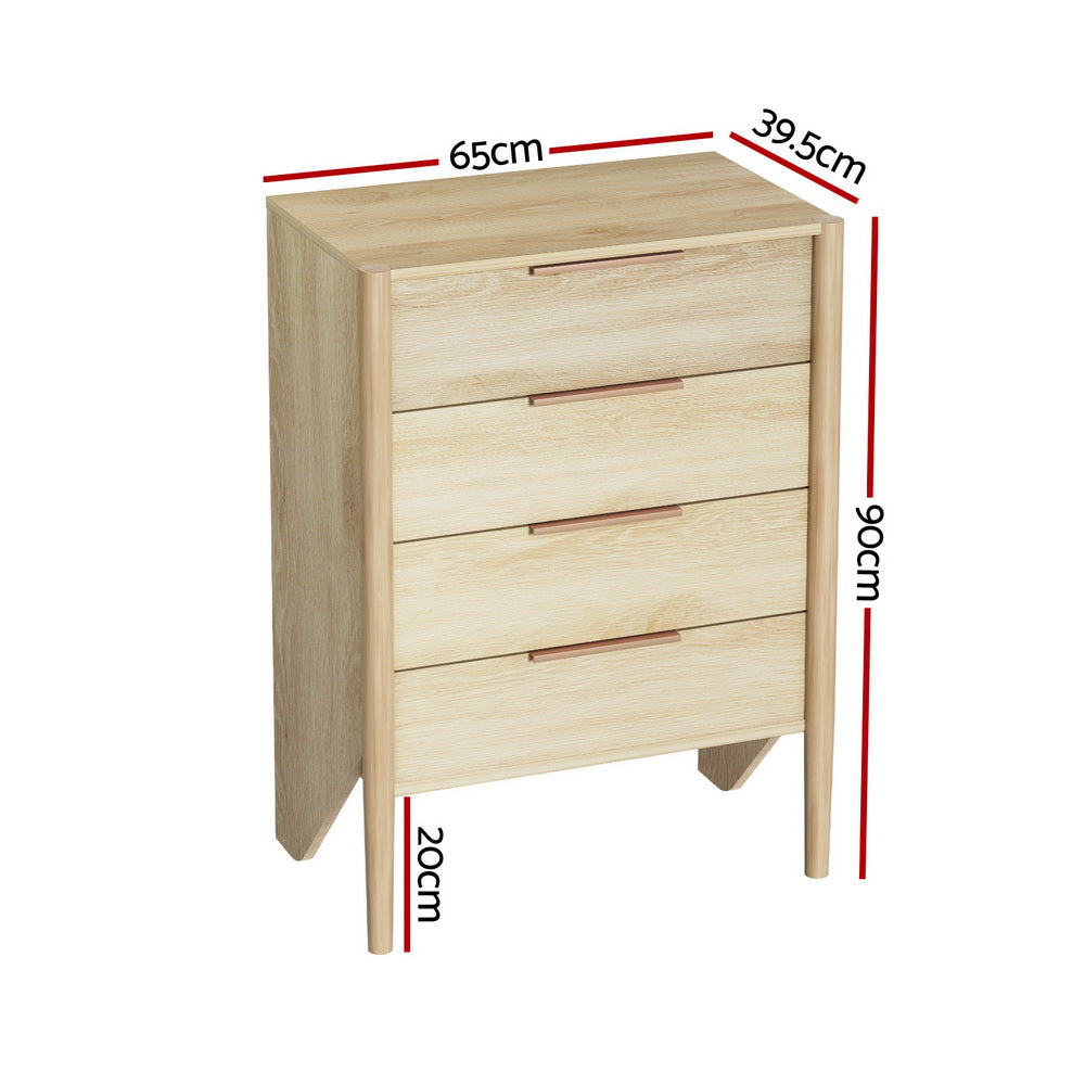 Artiss 4 Chest of Drawers - INEZ Oak