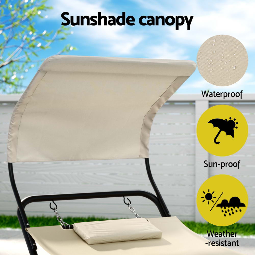 Gardeon Hammock Bed w/ Stand Sun Lounge Chair Beige