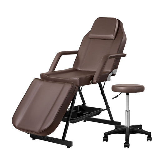 Zenses Massage Table Adjustable Salon Bed Chair 3-Fold Brown