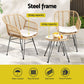 Gardeon 3PC Outdoor Furniture Bistro Set Lounge Setting Table Chairs Cushion Patio Grey