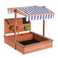 Keezi Kids Sandpit Wooden Canopy Sandbox With Cover Funnel Outdoor Toys 110cm