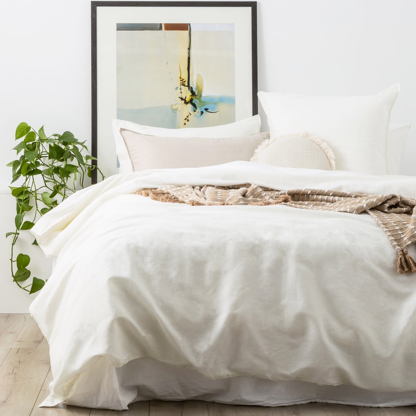 Cavallo Stone Washed 100% Linen White European Pillowcase by Renee Taylor