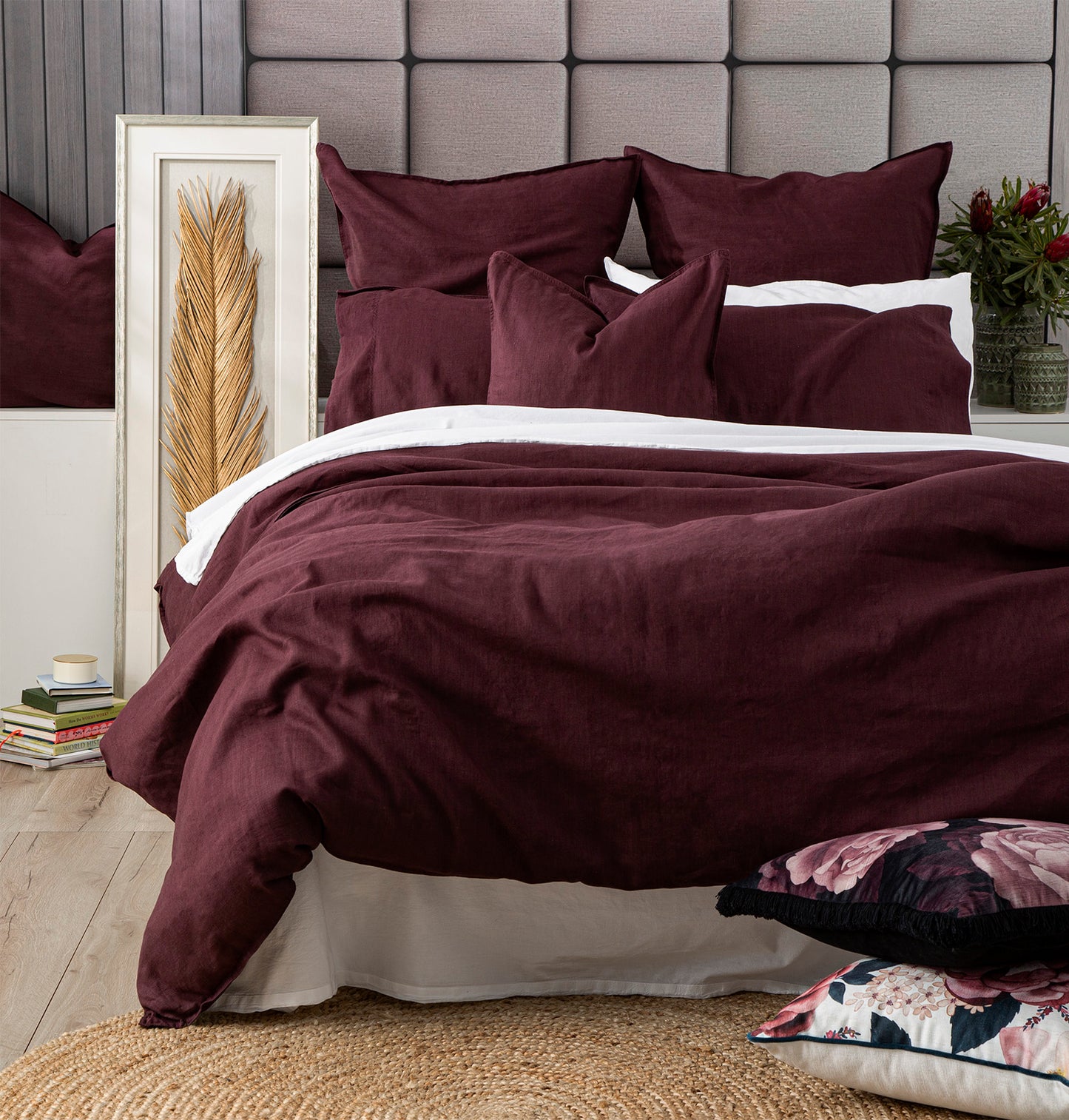 Cavallo Stone Washed 100% Linen Plum European Pillowcase by Renee Taylor