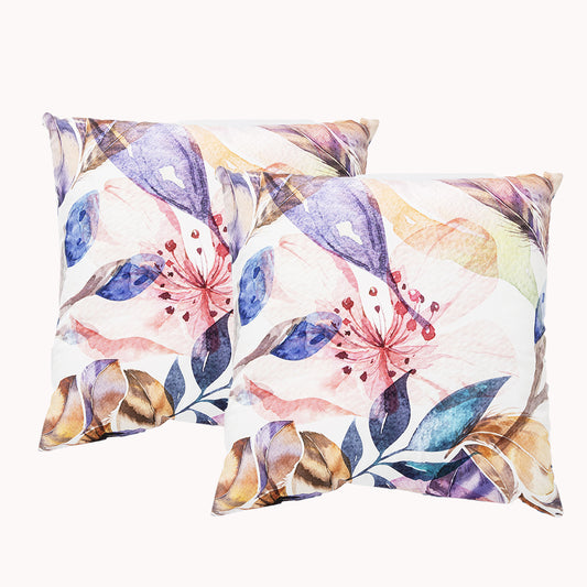 Panama Blush Twin Pack Poly Velvet Printed Cushion by Renee Taylor