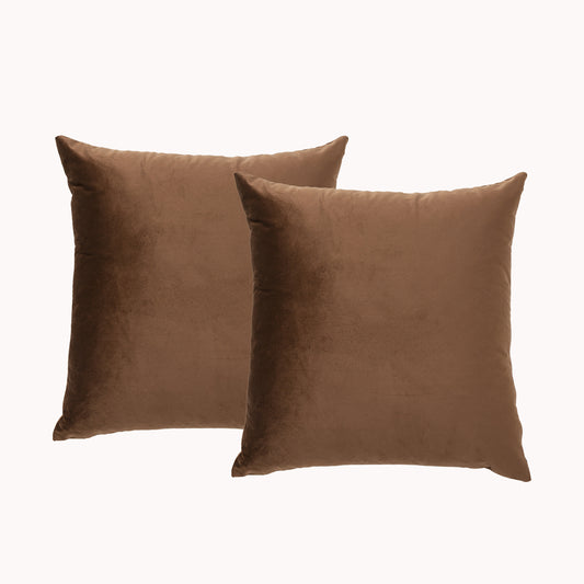 Toffee Twin Pack Poly Velvet Printed Cushion by Renee Taylor