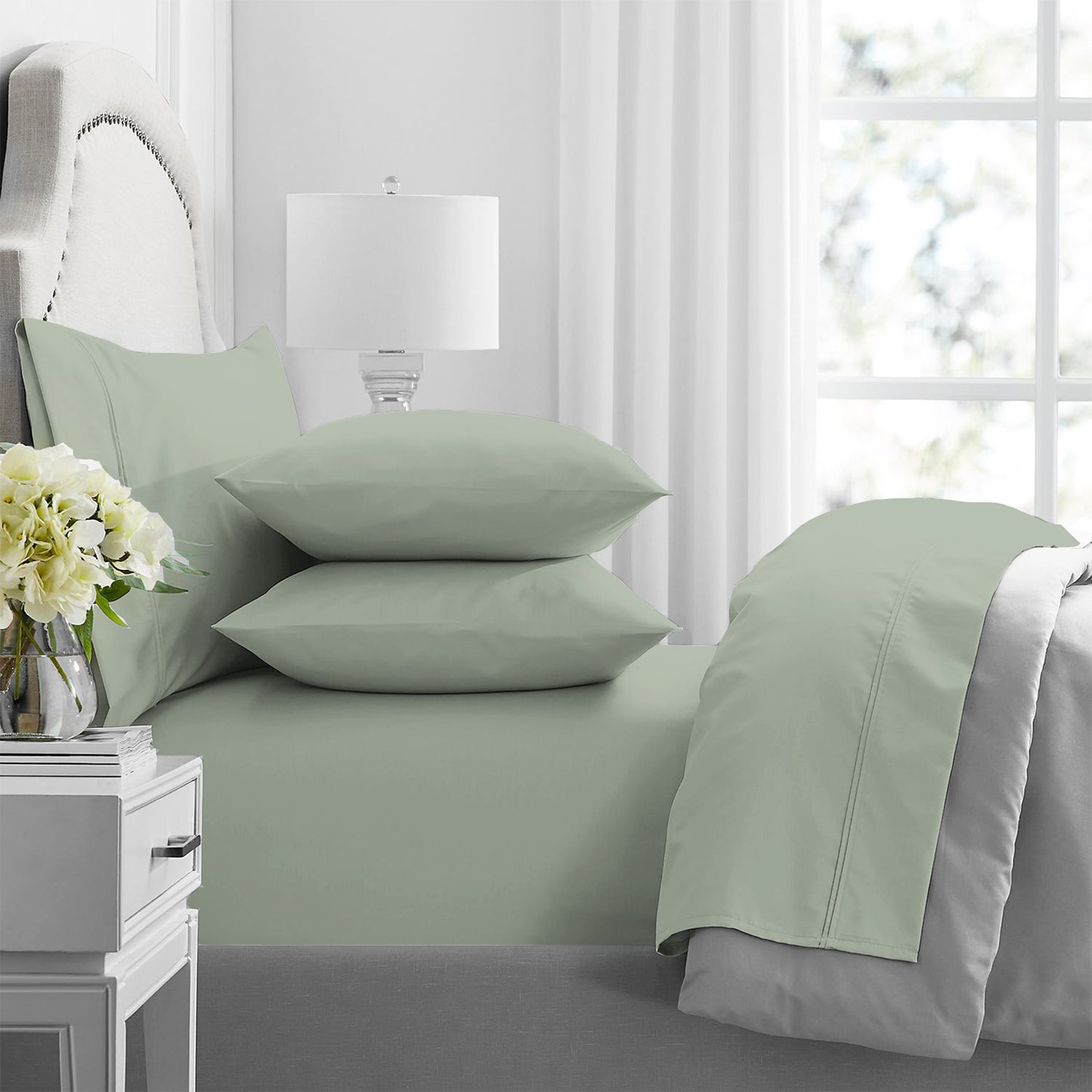 Premium 1000 Thread Count Egyptian Cotton Sage Sheet Sets by Renee Taylor King