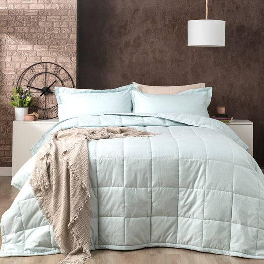 Mosaic 500 TC Cotton Jacquard Sage Comforter Set by Ddecor Home King