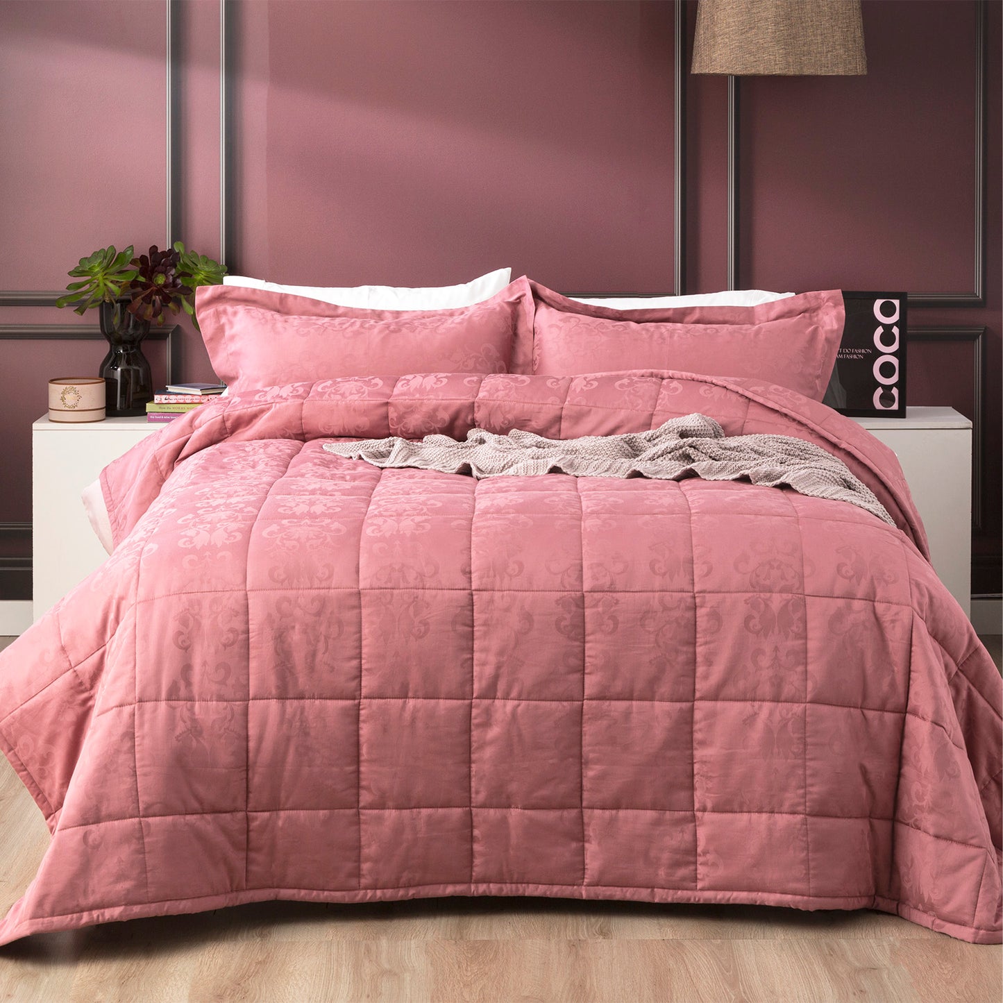 Paisley 500 TC Cotton Jacquard Rose Comforter Set by Ddecor Home King