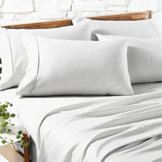 1200 TC Premium White Cotton Blend Sheet sets by Ddecor Home Queen