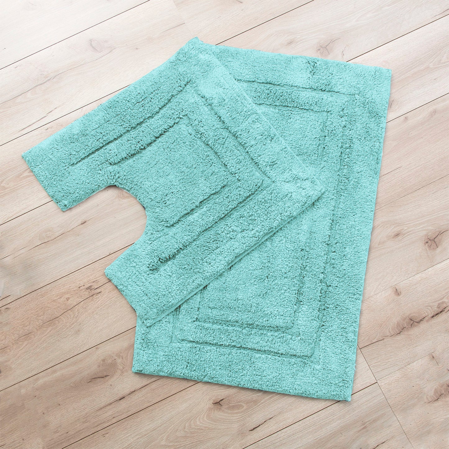 2200 GSM 2 Piece Tufted Aqua Bath Mat Set by Renee Taylor