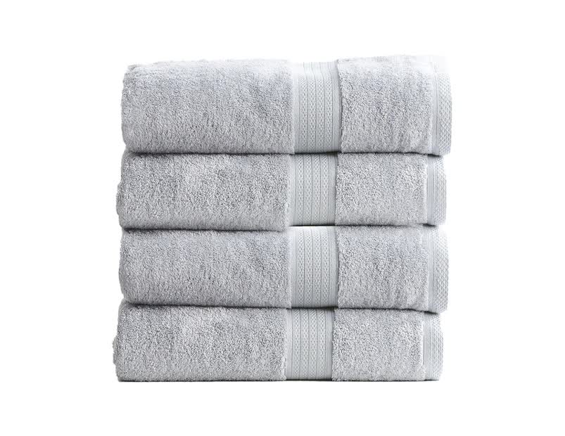 Stella 650 GSM Soft Bamboo Cotton 4 Piece Silver Bath Towel by Renee Taylor