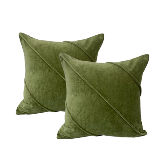 Trova Sage Twin Pack Cotton Velvet Cushion Polyester Filled by Cloud Linen