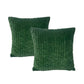 Minerva Emerald Twin Pack Cotton Velvet Embroidered Cushion Polyester Filled by Cloud Linen