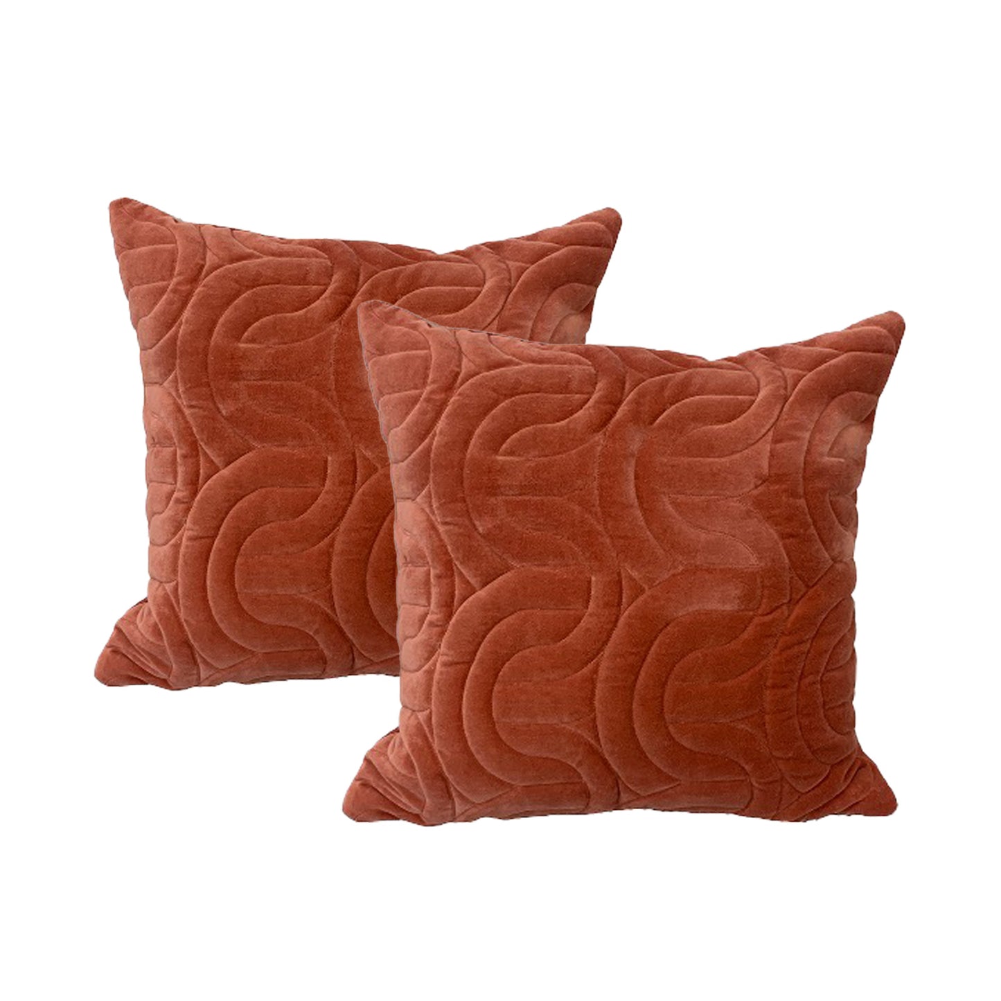 Roma Brick Twin Pack Cotton Velvet Embroidered Cushion Polyester Filled by Cloud Linen