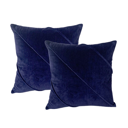 Trova Ink Twin Pack Cotton Velvet Cushion Feather Filled by Cloud Linen