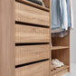 MALMO THREE SHELF/FOUR DRAWER WALK IN WARDROBE - FLUTED - NATURAL OAK