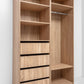 MALMO THREE SHELF/FOUR DRAWER WALK IN WARDROBE - SLIM SHAKER - NATURAL OAK