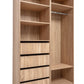 MALMO THREE SHELF/FOUR DRAWER WALK IN WARDROBE - SLIM SHAKER - NATURAL OAK