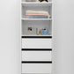 MALMO THREE SHELF/FOUR DRAWER WALK IN WARDROBE - SLIM SHAKER - WHITE