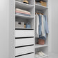 MALMO THREE SHELF/FOUR DRAWER WALK IN WARDROBE - SLIM SHAKER - WHITE