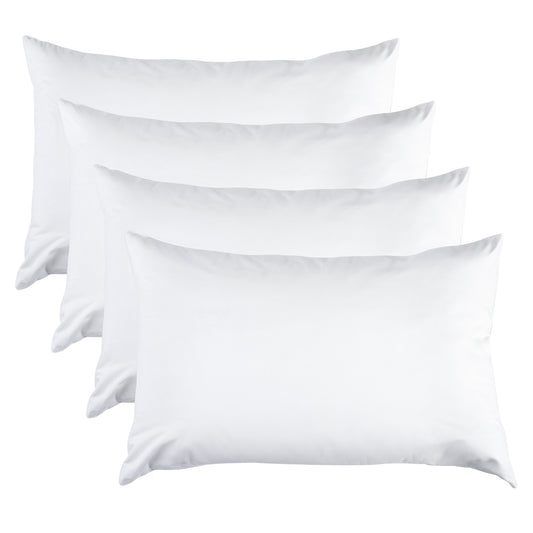 100 Percent Cotton Pillow Cover with 800g Poly Fill,  Hypoallergenic, Antibacterial, and Cooling Technology  4 PK