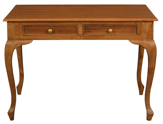 Queen Anne 2 Drawer Desk (Light Pecan)