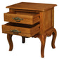 French Provincial 2 Drawer Side Table (Light Pecan)