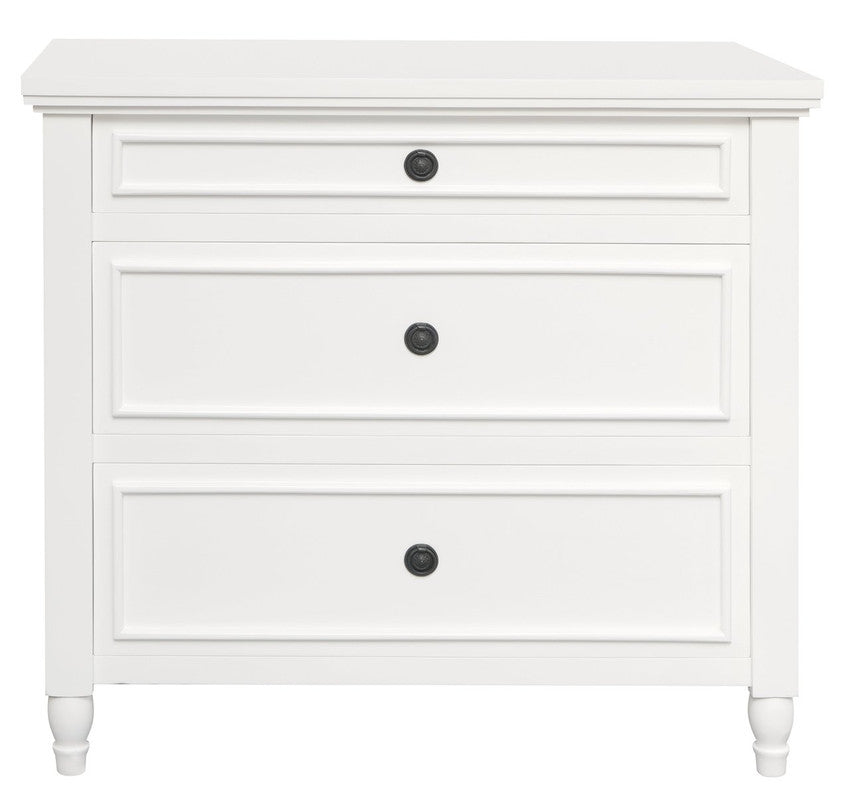 Beau 3 Drawer Solid White Cedar Turn Leg Dresser (White)