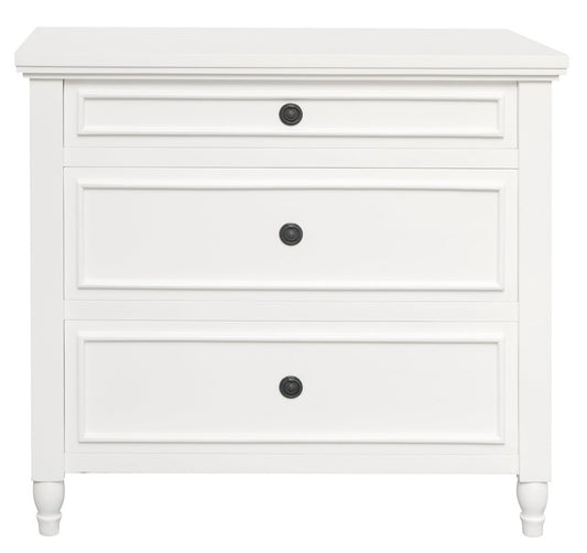 Beau 3 Drawer Solid White Cedar Turn Leg Dresser (White)