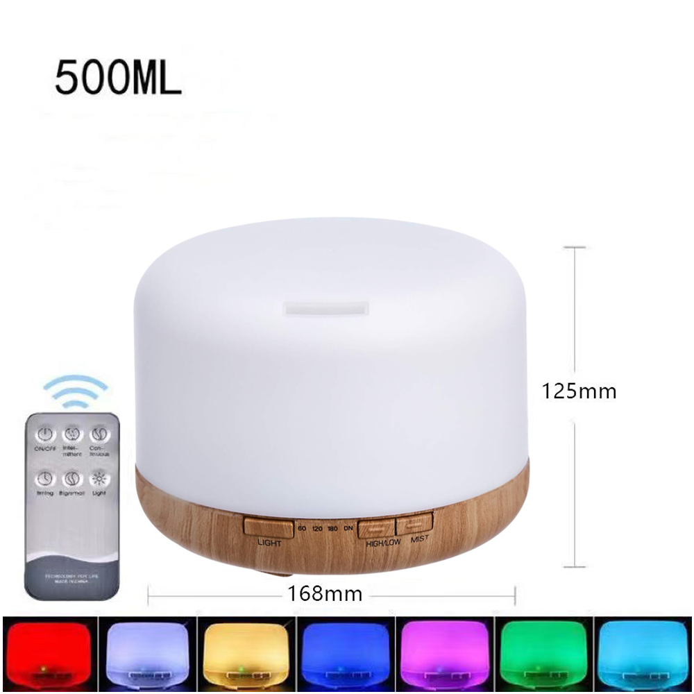 Aroma Aromatherapy Diffuser LED Oil Ultrasonic Air Humidifier Purifier 500ML Wood Grain