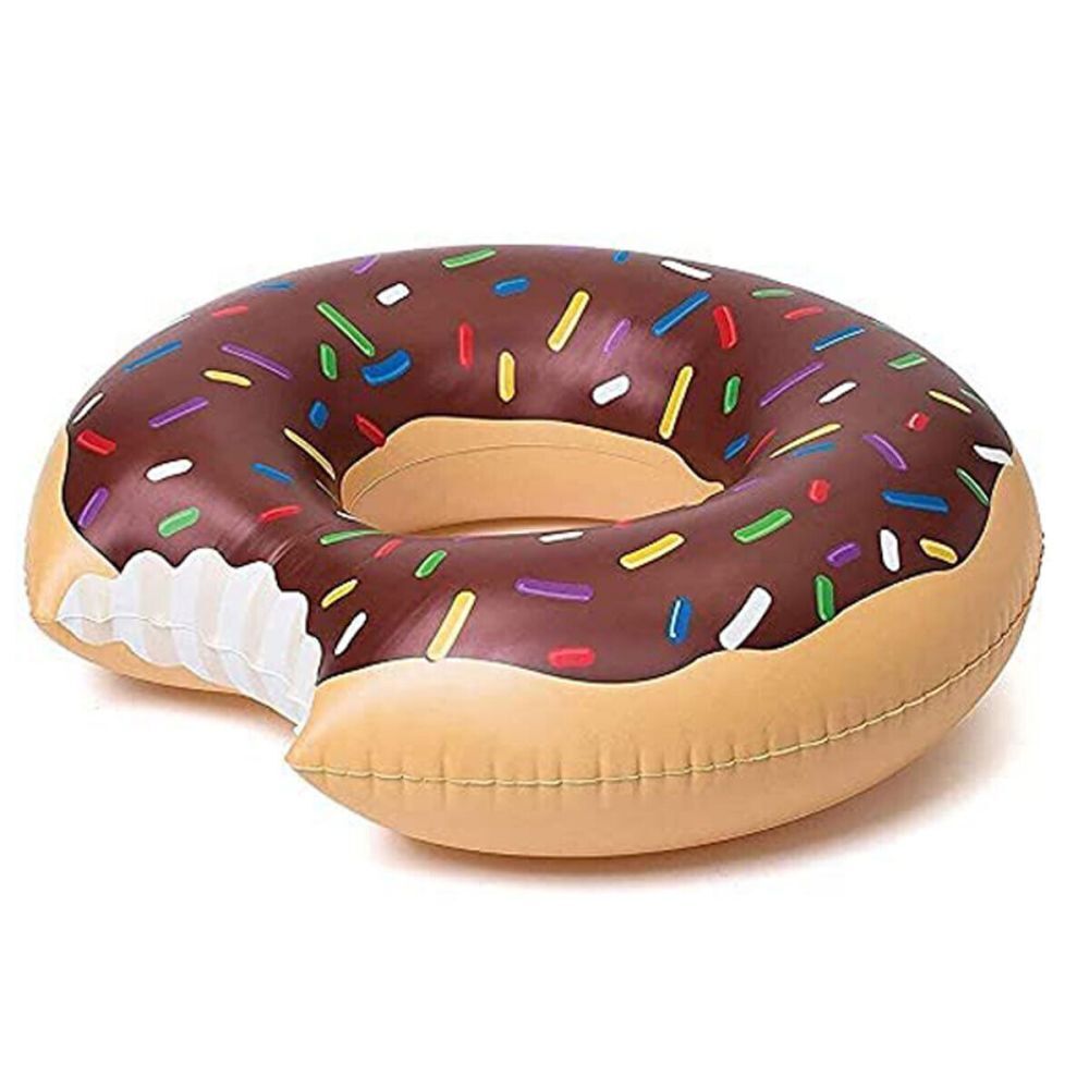 Coffee Inflatable Giant Donut Raft Swim Ring Float Swimming Pool Beach Lounge Pink Coff 120CM