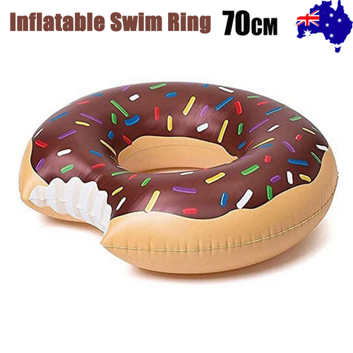 Coffee Inflatable Giant Donut Raft Swim Ring Float Swimming Pool Beach Lounge Pink Coff 70CM