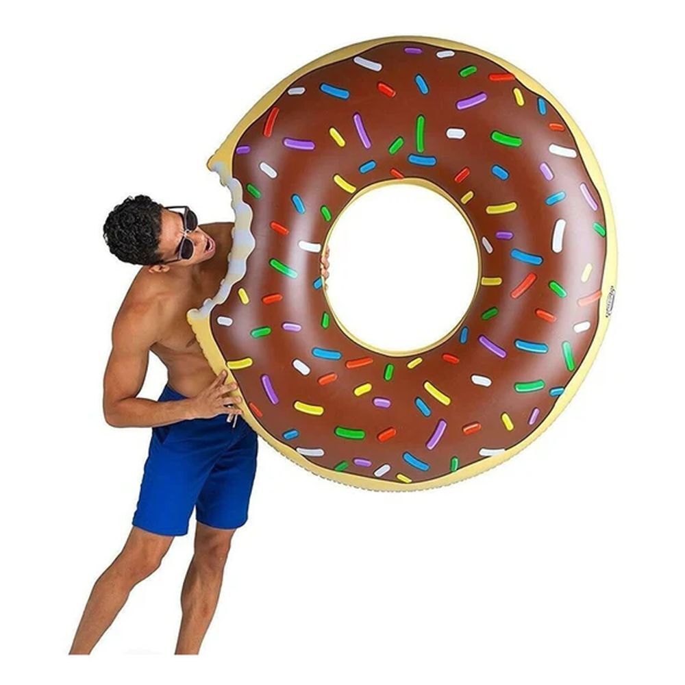 Coffee Inflatable Giant Donut Raft Swim Ring Float Swimming Pool Beach Lounge Pink Coff 90CM