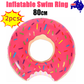 2pcs Pink Inflatable Giant Donut Raft Swim Ring Float Swimming Pool Beach Lounge Pink Coff 80CM