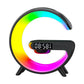 Black Smart G Lamp Night Light Bluetooth Speaker Wireless Charger LED RGB Alarm Clock