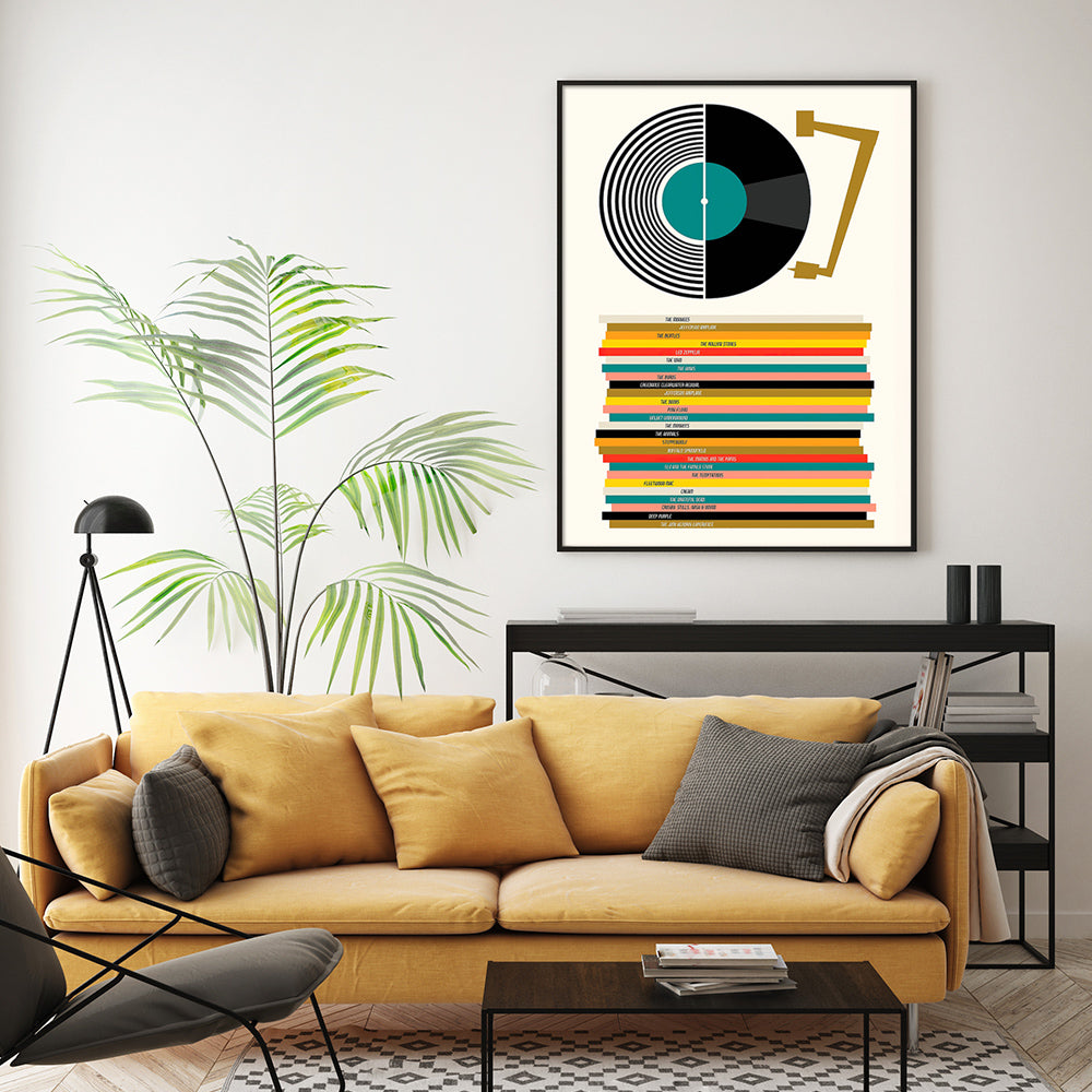 Wall Art 40cmx60cm Music Black Frame Canvas