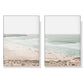 Wall Art 70cmx100cm Coastal Prints 2 Sets White Frame Canvas