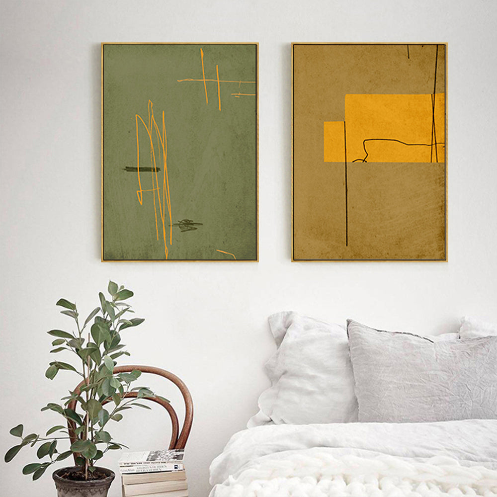 Wall Art 90cmx135cm United Study 2 Sets Gold Frame Canvas