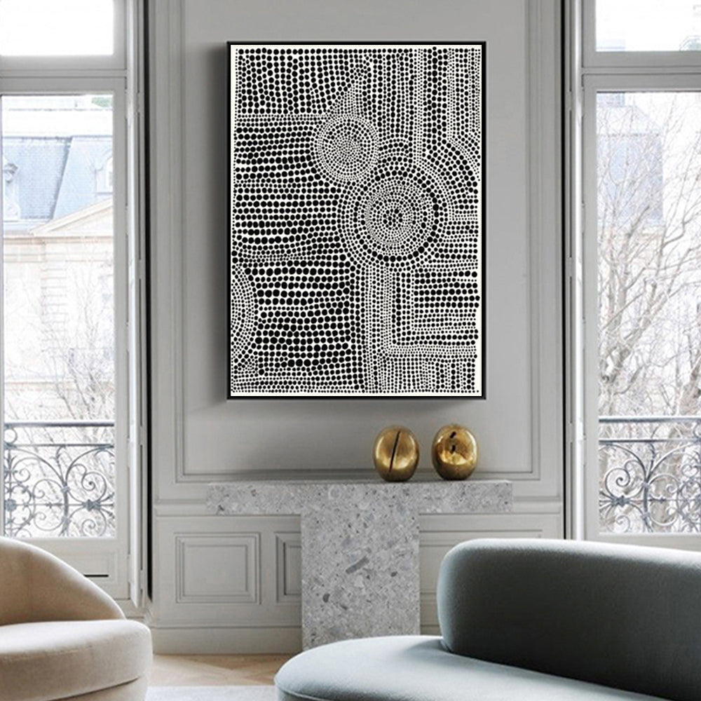 Wall Art 40cmx60cm Clustered Dots A Black Frame Canvas