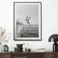 Wall Art 40cmx60cm Black and White Ocean Jump, Black Frame Canvas