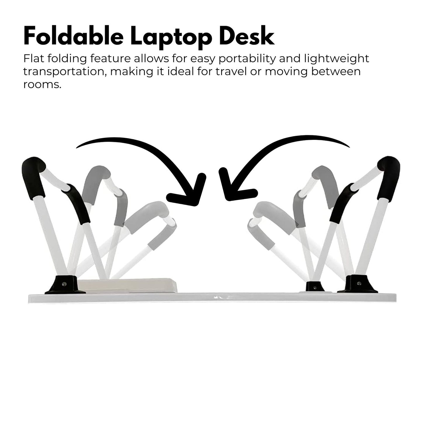 Ekkio Portable Laptop Bed Desk Foldable Legs with USB Charge Port Home Office White