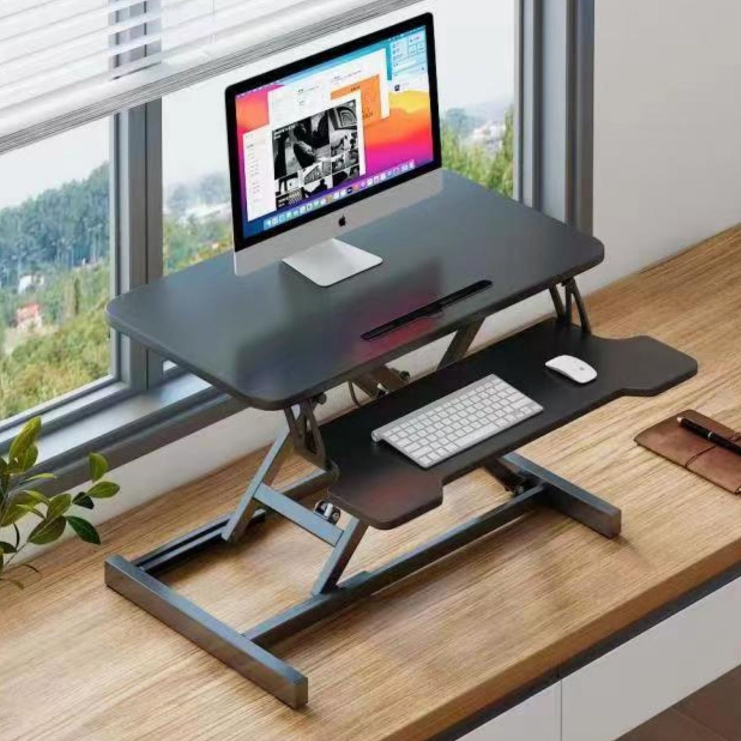 EKKIO Adjustable Standing Desk Riser Stand Up Desk Converter (Black) EK-DSR-101-MS