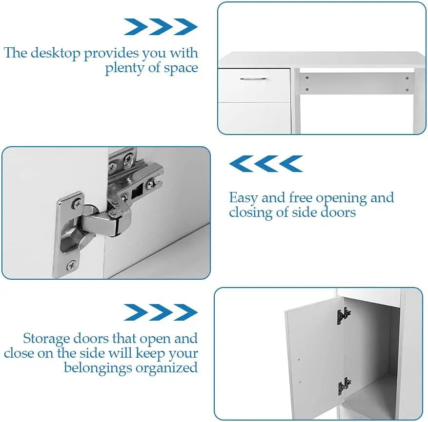 EKKIO Office Computer Desk with 1 Drawer (White) EK-CD-100-LD