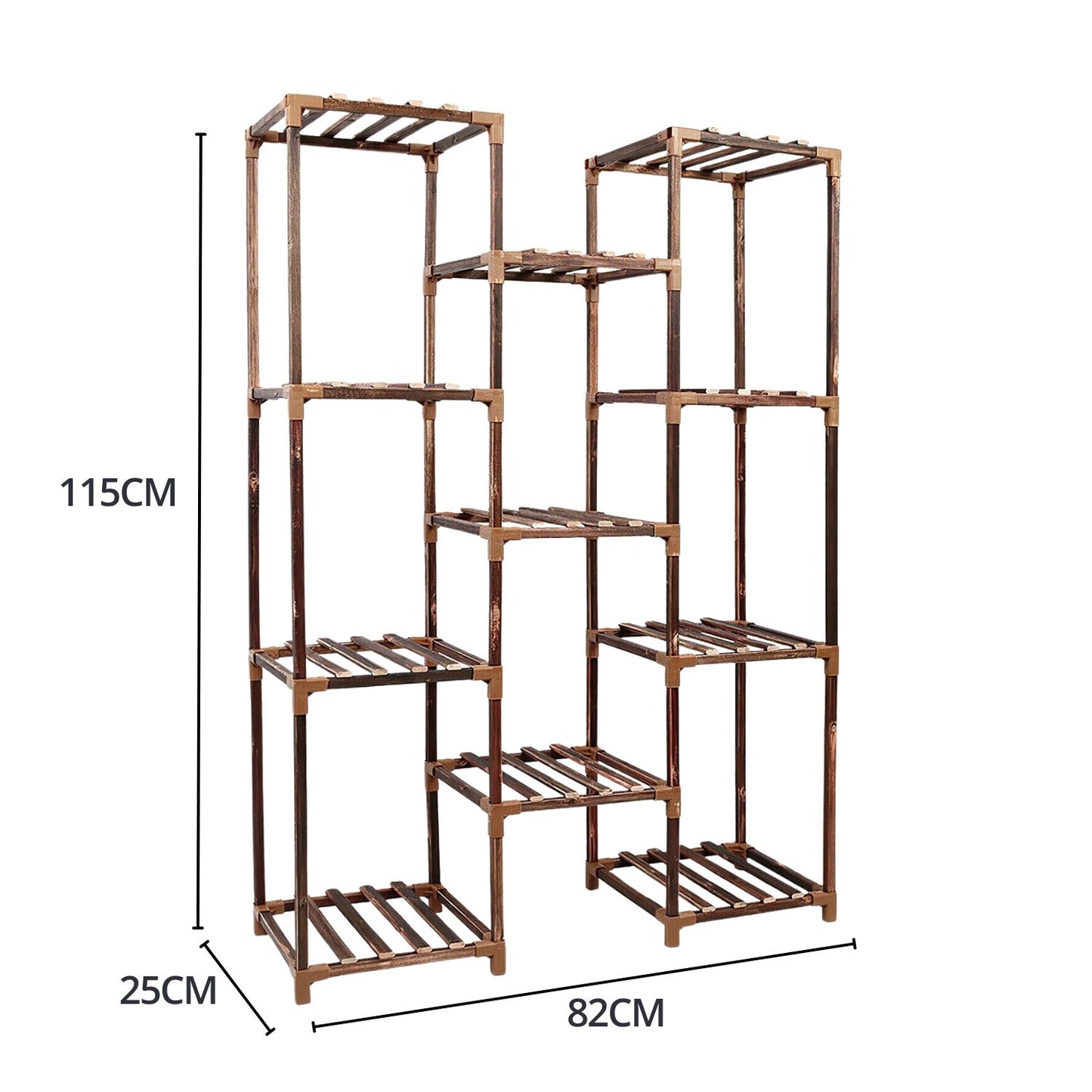 NOVEDEN Wood Plant Stands 3 tier 9 Potted Ladder (Wood) NE-WPS-100-YT