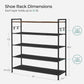 SONGMICS 5 Tier Shoe Rack Storage Organizer for 20-25 Pairs with 4 Hooks Rustic Brown LMR035B01