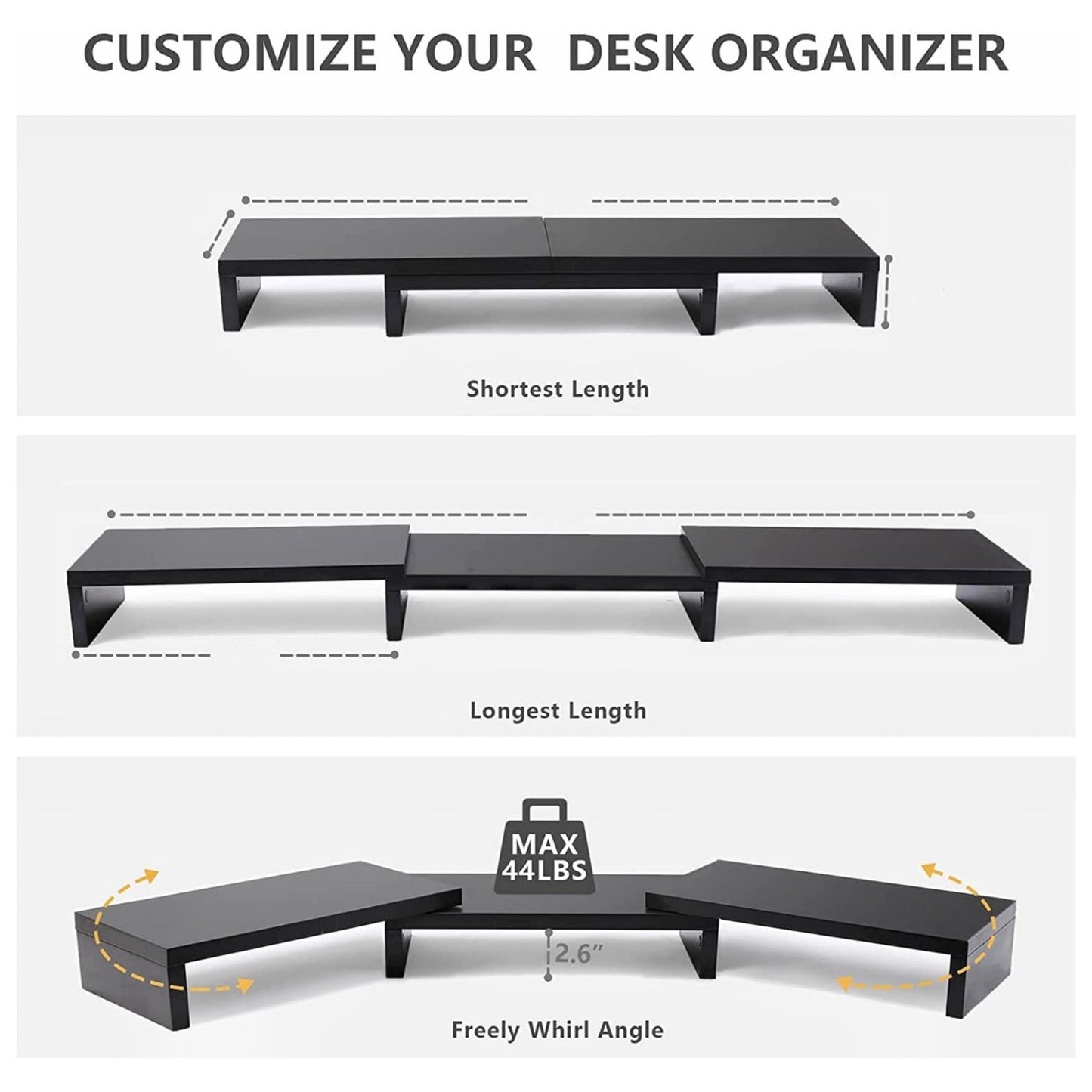 VOCTUS 3 Shelf Monitor Stand Angle Adjustable VT-MS-100-OBY