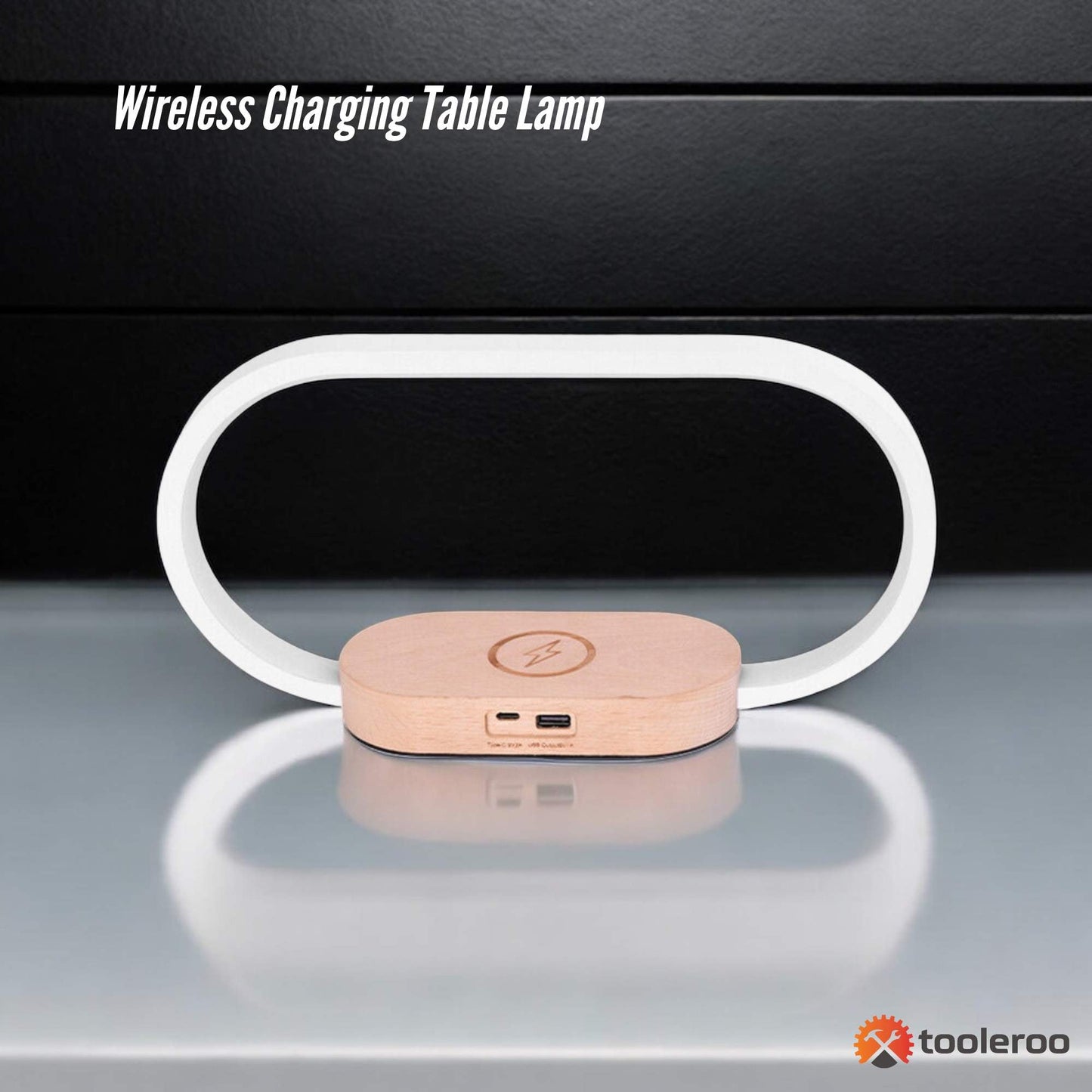 Wireless Charging Table Lamp - Bedside Office Dimmable Light With Clock